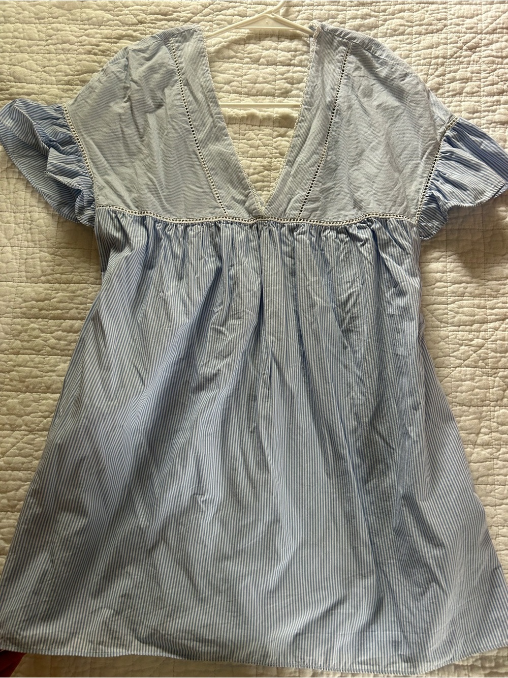 Zara Light Blue & White Striped Mini Dress